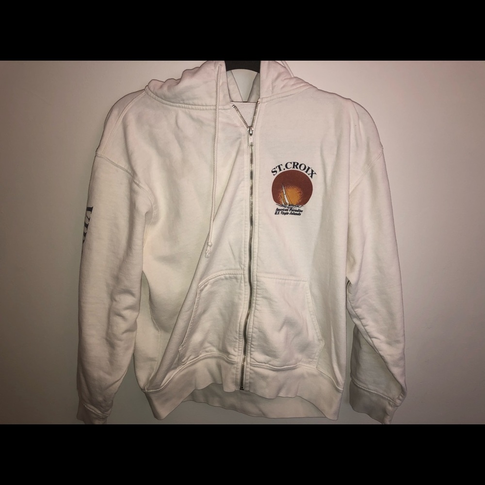 Brandy Melville white zip up (NEVER WORN)